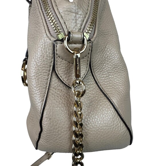 Michael Kors Satchel Handbag w Crossbody Chain Strap  Light Tan Leather - Picture 5 of 16